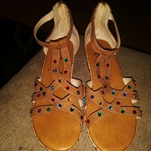 Studded wedge sandal.